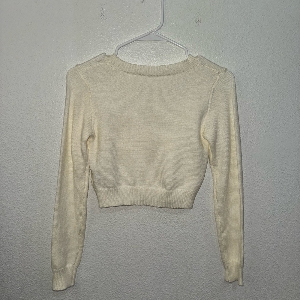 Cream Long Sleeve Knit Sweater